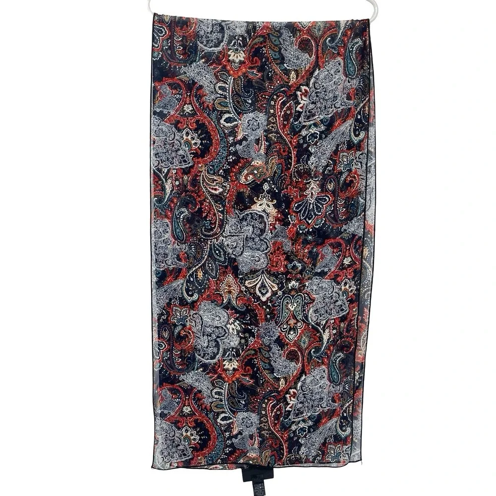 Anthony Paisley Scarf Navy Red Teal Boho Lightweight 70